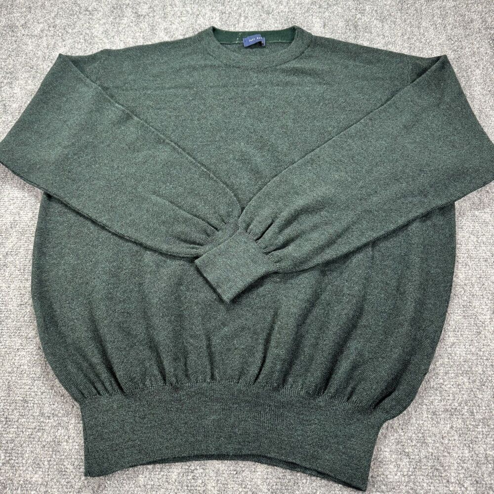 Jeff Rose Italian Wool Sweater Green Crewneck Luxury Knit Medium